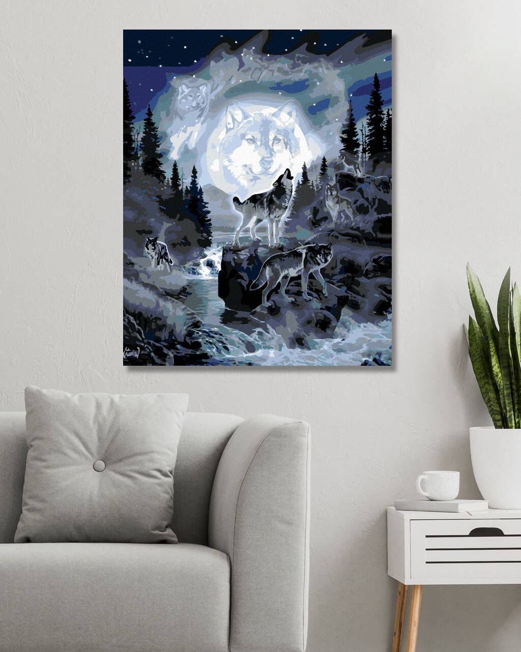 zuty Malování podle čísel - VLCI ZA ÚPLŇKU (AL AGNEW) - Rozměr: 40x50 cm, Rámování: Varianta: vypnuté plátno na rám - obrázek 7