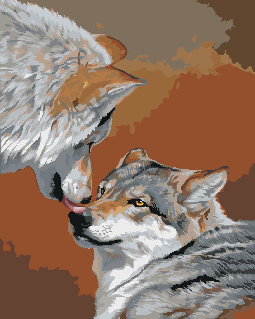 zuty Malování podle čísel - VLK POLIBEK (AL AGNEW) - Rozměr: 40x50 cm, Rámování: Varianta: vypnuté plátno na rám - obrázek 3