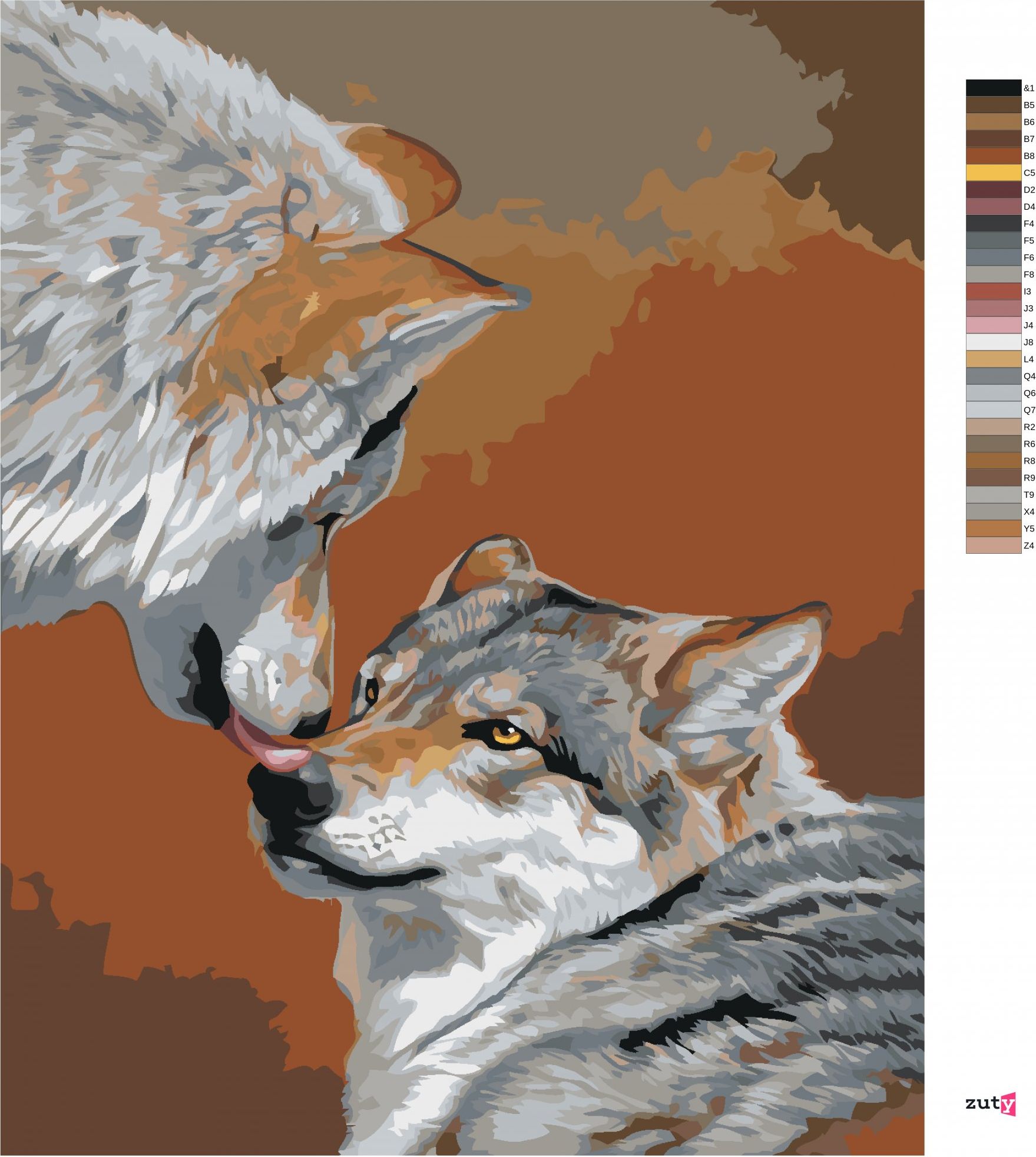 zuty Malování podle čísel - VLK POLIBEK (AL AGNEW) - Rozměr: 40x50 cm, Rámování: Varianta: vypnuté plátno na rám - obrázek 7