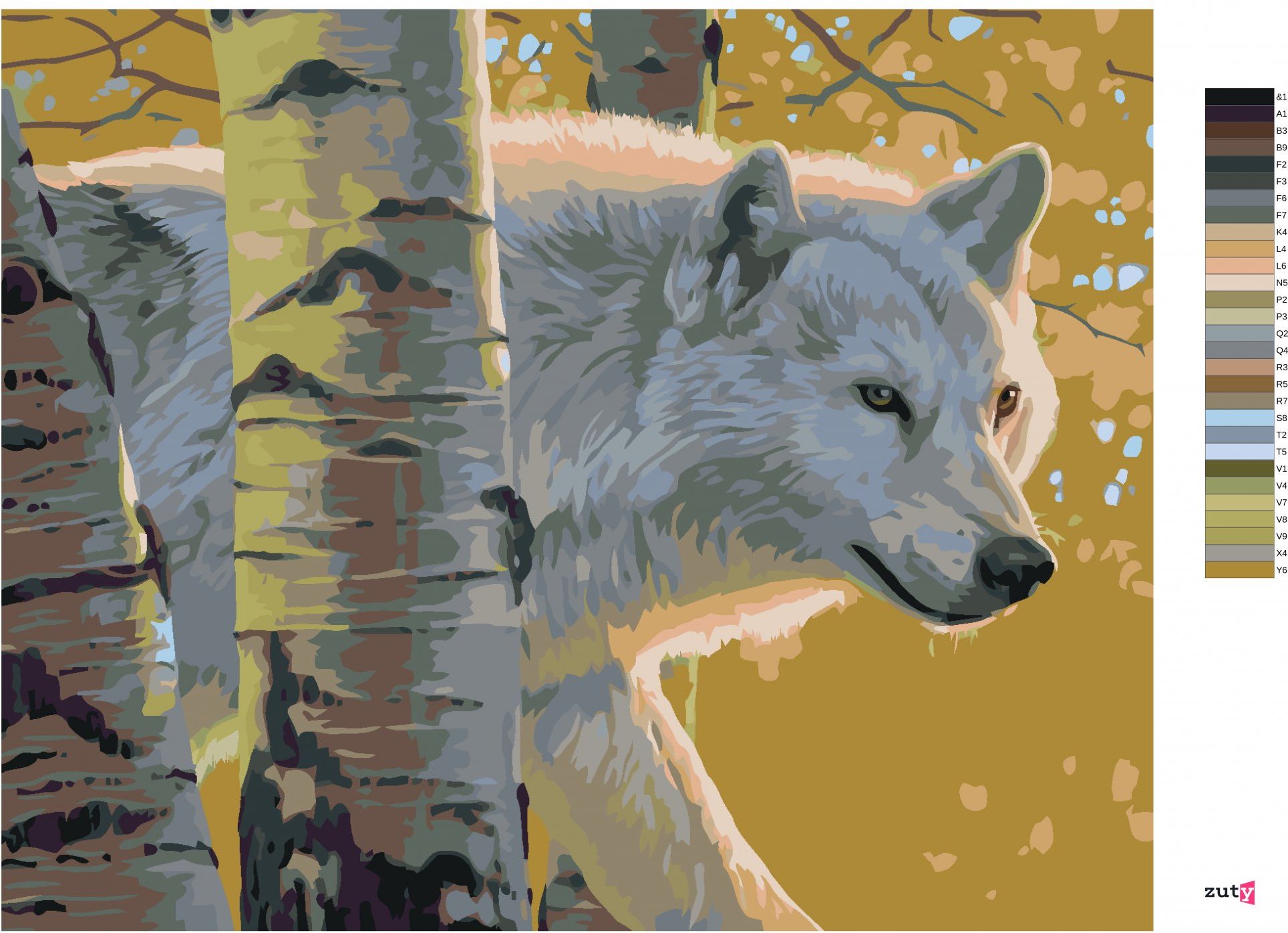 zuty Malování podle čísel - BÍLÝ VLK A BŘÍZY (AL AGNEW) - Rozměr: 40x50 cm, Rámování: Varianta: vypnuté plátno na rám - obrázek 17