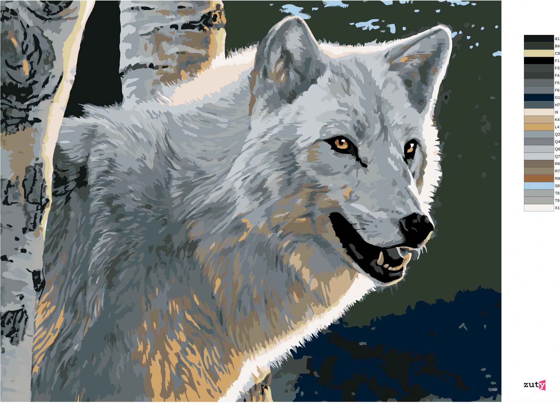 zuty Malování podle čísel - BÍLÝ VLK A BŘÍZY (AL AGNEW) - Rozměr: 40x50 cm, Rámování: Varianta: vypnuté plátno na rám - obrázek 18