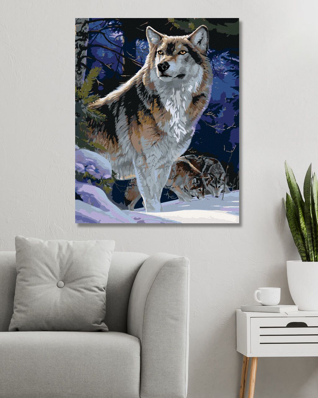 zuty Malování podle čísel - VLK V LESE V ZIMĚ (AL AGNEW) - Rozměr: 40x50 cm, Rámování: Varianta: vypnuté plátno na rám - obrázek 10