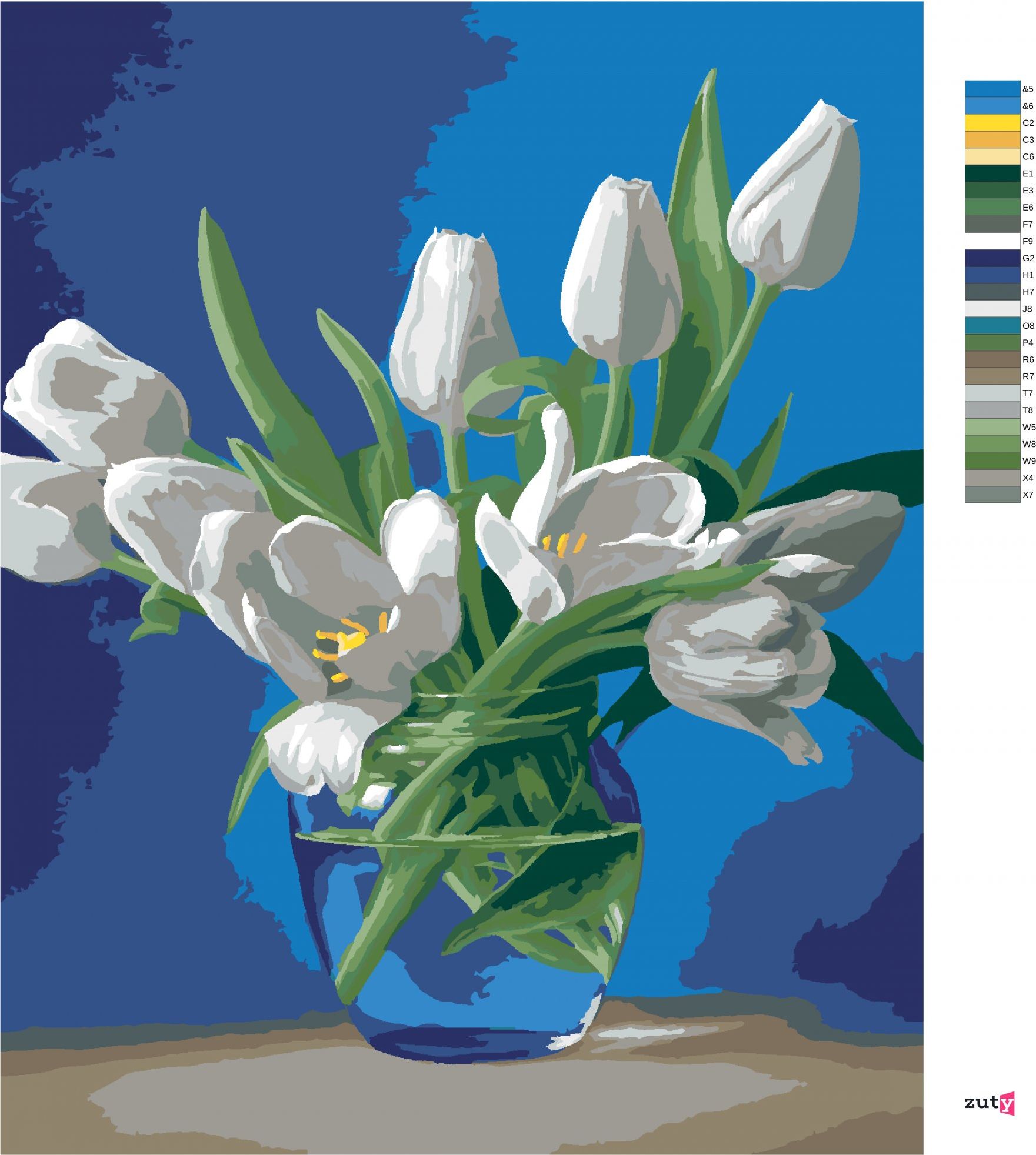 zuty Malování podle čísel - ZÁTIŠÍ TULIPÁNY VE SKLENĚNÉ VÁZE (PIETER WAGEMANS) - Rozměr: 40x50 cm, Rámování: Varianta: vypnuté plátno na rám - obrázek 10