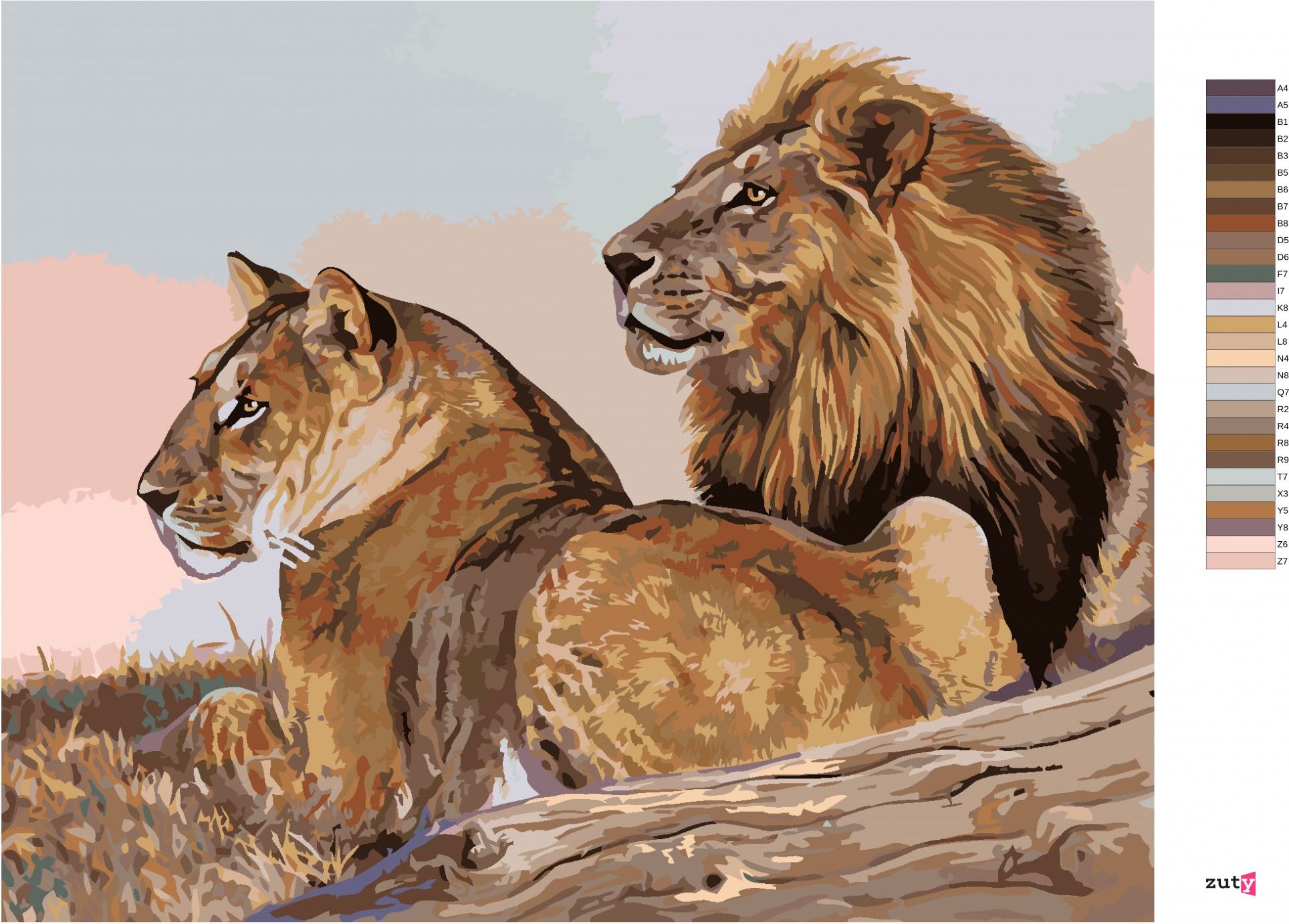 zuty Malování podle čísel - LEV A LVICE (AL AGNEW) - Rozměr: 40x50 cm, Rámování: Varianta: bez rámu a bez vypnutí plátna - obrázek 10