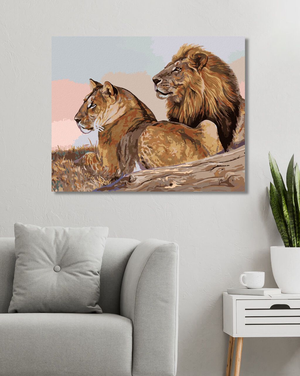 zuty Malování podle čísel - LEV A LVICE (AL AGNEW) - Rozměr: 40x50 cm, Rámování: Varianta: vypnuté plátno na rám - obrázek 8