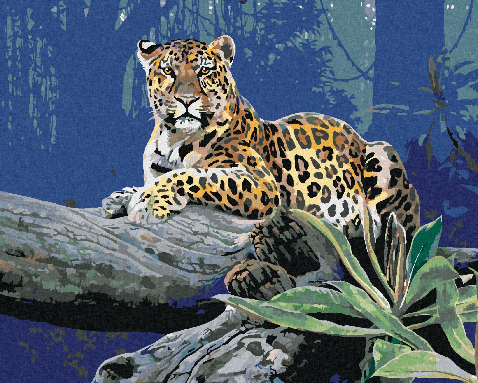 zuty Malování podle čísel - LEOPARD NA VĚTVI V DŽUNGLI (AL AGNEW) - Rozměr: 40x50 cm, Rámování: Varianta: vypnuté plátno na rám - obrázek 1