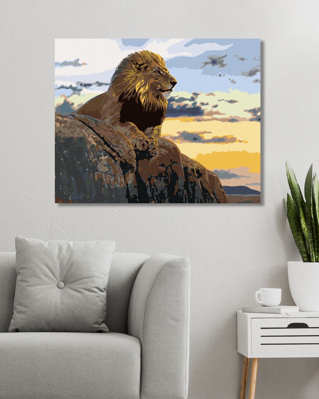 zuty Malování podle čísel - LEV LEŽÍCÍ NA SKÁLE (AL AGNEW) - Rozměr: 40x50 cm, Rámování: Varianta: bez rámu a bez vypnutí plátna - obrázek 2