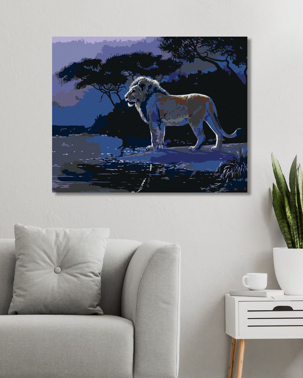 zuty Malování podle čísel - LEV V NOCI U VODY (AL AGNEW) - Rozměr: 40x50 cm, Rámování: Varianta: vypnuté plátno na rám - obrázek 9