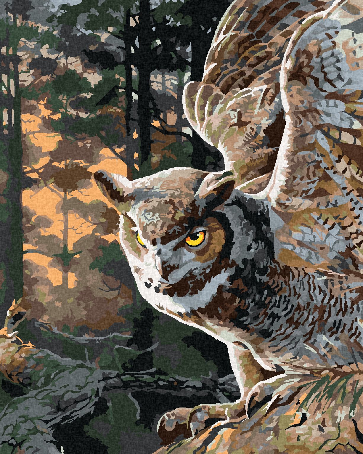 zuty Malování podle čísel - VÝR S ROZTÁHLÝMI KŘÍDLY (AL AGNEW) - Rozměr: 40x50 cm, Rámování: Varianta: vypnuté plátno na rám - obrázek 1