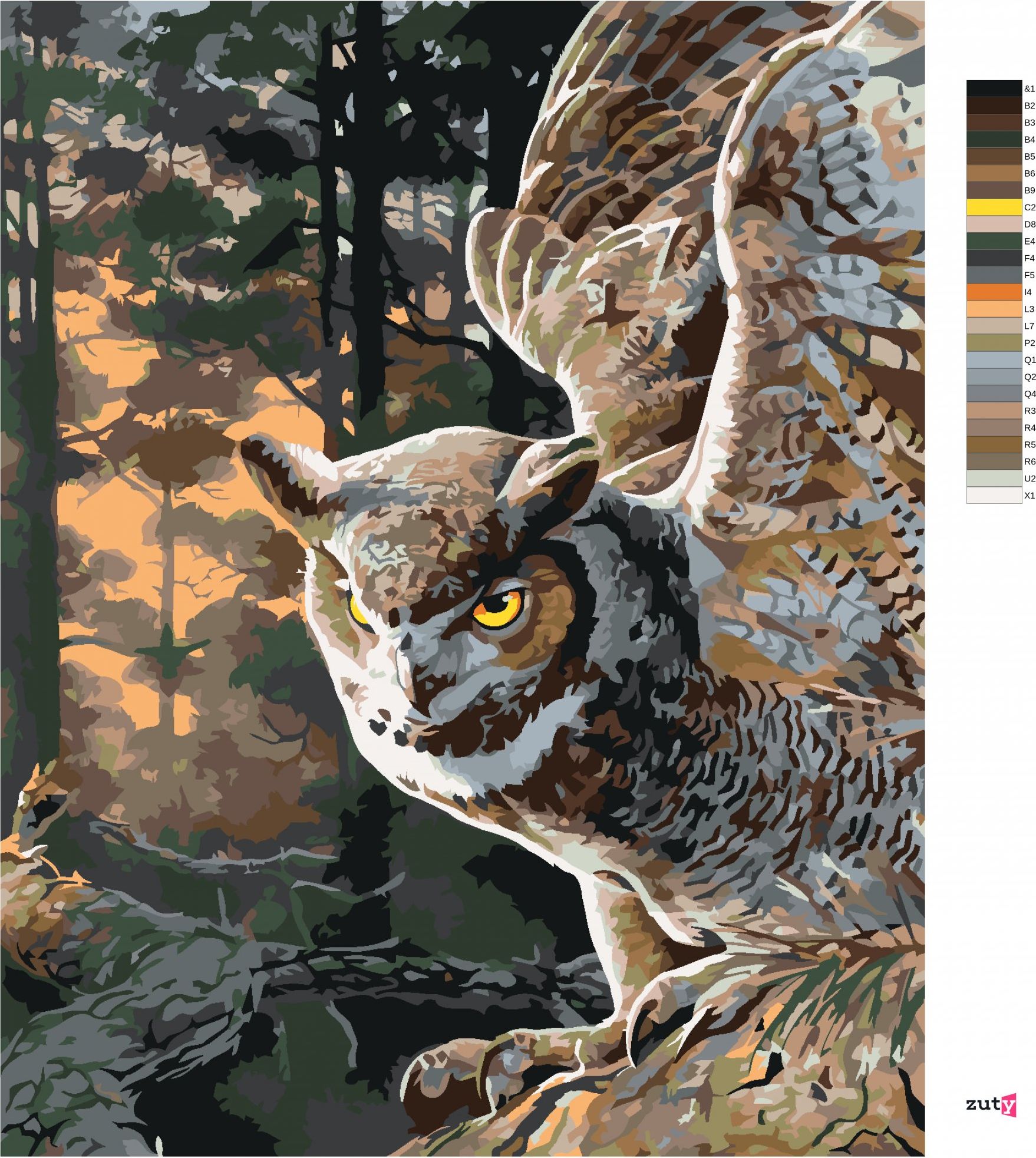zuty Malování podle čísel - VÝR S ROZTÁHLÝMI KŘÍDLY (AL AGNEW) - Rozměr: 40x50 cm, Rámování: Varianta: vypnuté plátno na rám - obrázek 4