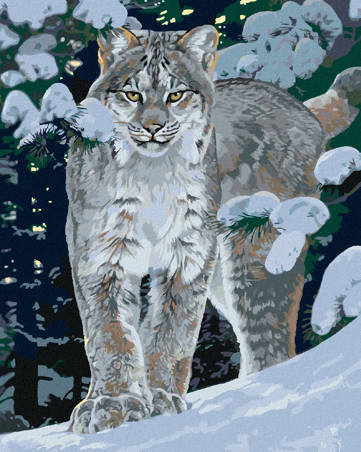 zuty Malování podle čísel - RYS V ZIMĚ (AL AGNEW) - Rozměr: 40x50 cm, Rámování: Varianta: vypnuté plátno na rám - obrázek 1