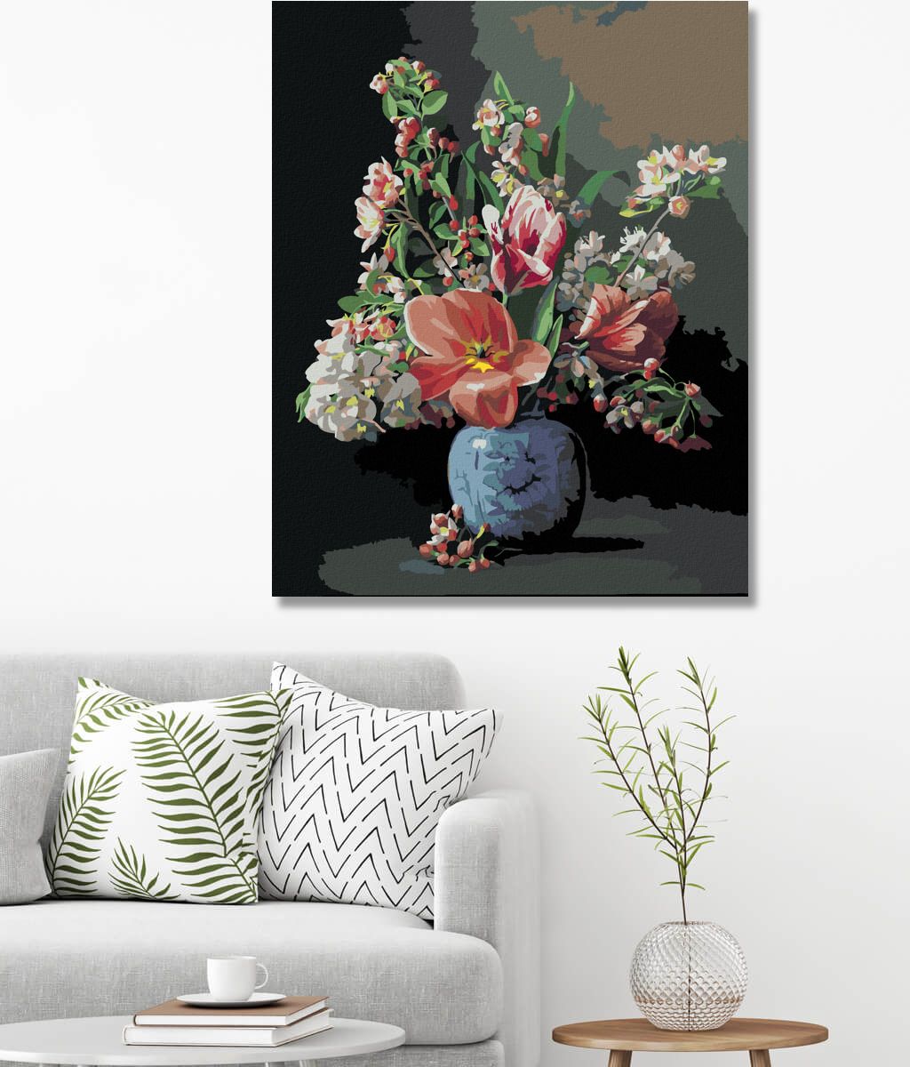 zuty Malování podle čísel - ZÁTIŠÍ KYTICE V PORCELÁNOVÉ VÁZE (PIETER WAGEMANS) - Rozměr: 40x50 cm, Rámování: Varianta: vypnuté plátno na rám - obrázek 7
