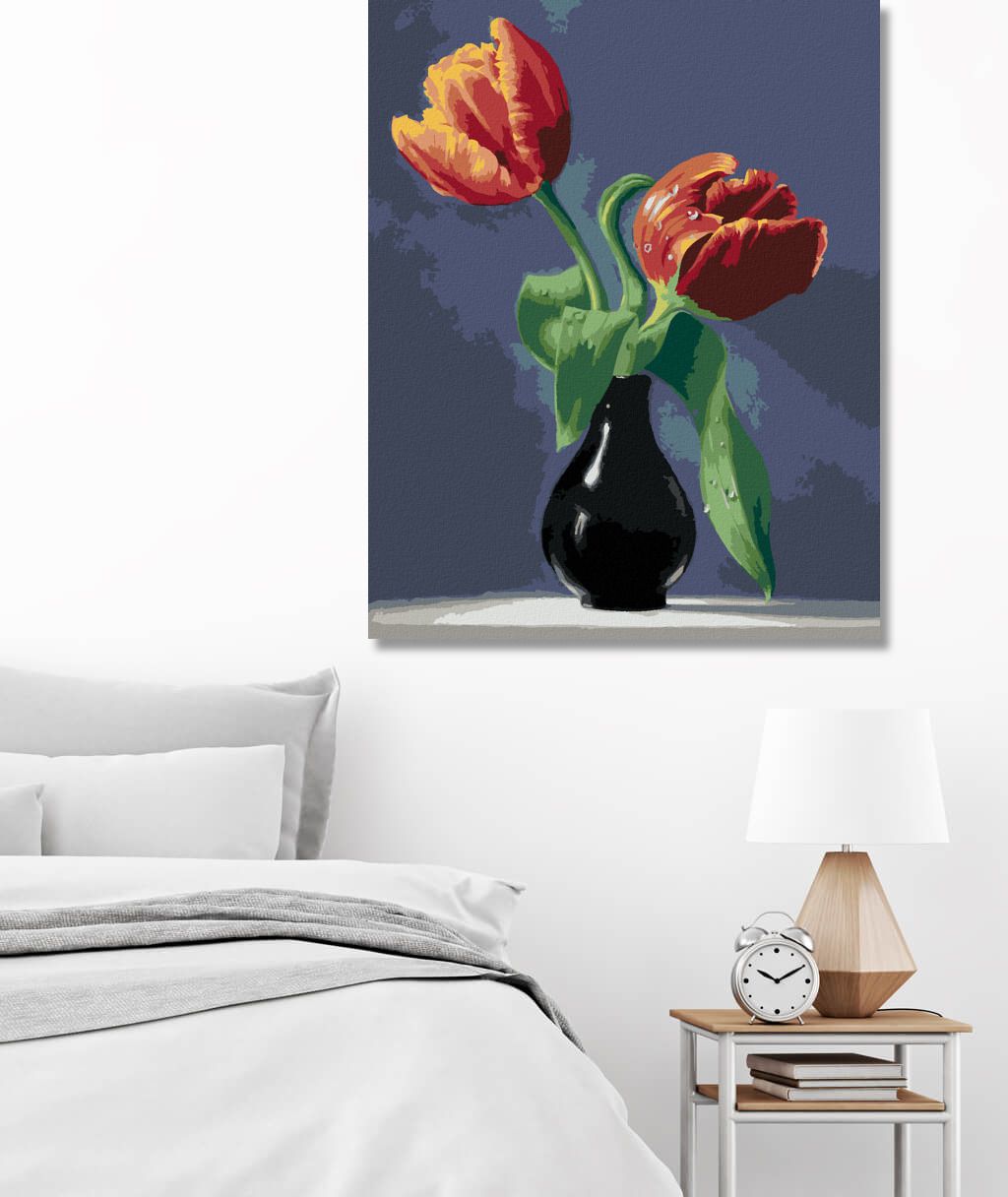 zuty Malování podle čísel - ZÁTIŠÍ TULIPÁNY V ČERNÉ VÁZE NA MRAMOROVÉ DESCE (PIETER WAGEMANS) - Rozměr: 40x50 cm, Rámování: Varianta: vypnuté plátno na rám - obrázek 7