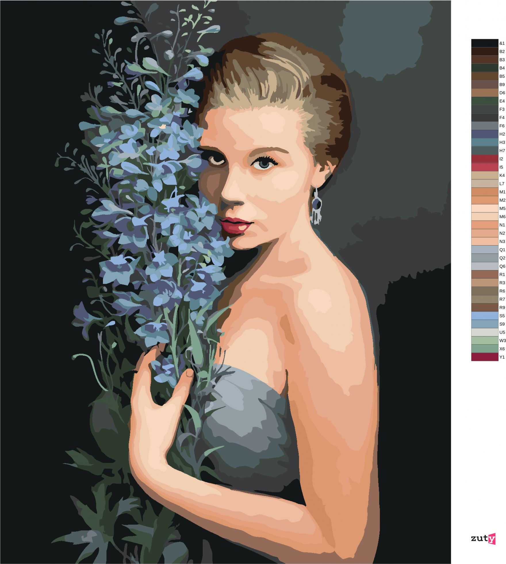 zuty Malování podle čísel - BLONĎATÁ ŽENA A MODRÉ KVĚTINY (PIETER WAGEMANS) - Rozměr: 40x50 cm, Rámování: Varianta: bez rámu a bez vypnutí plátna - obrázek 10
