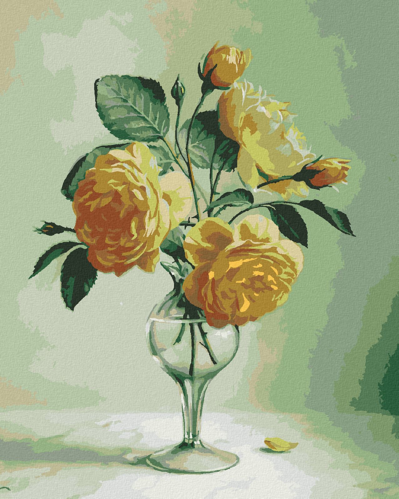zuty Malování podle čísel - ZÁTIŠÍ ŽLUTÉ RŮŽE VE SKLENĚNÉ VÁZE (PIETER WAGEMANS) - Rozměr: 40x50 cm, Rámování: Varianta: vypnuté plátno na rám - obrázek 1