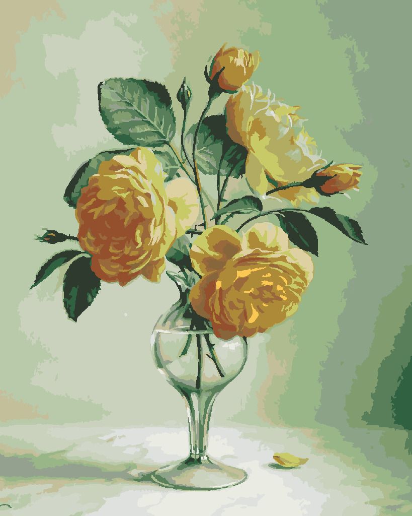 zuty Malování podle čísel - ZÁTIŠÍ ŽLUTÉ RŮŽE VE SKLENĚNÉ VÁZE (PIETER WAGEMANS) - Rozměr: 40x50 cm, Rámování: Varianta: vypnuté plátno na rám - obrázek 4