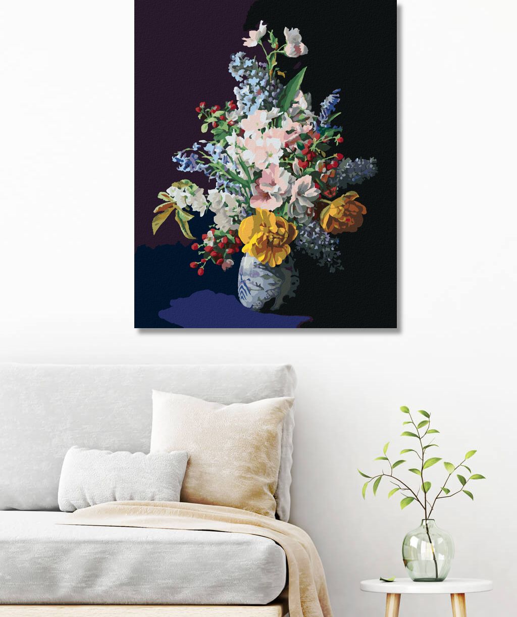zuty Malování podle čísel - ZÁTIŠÍ KYTICE V PORCELÁNOVÉ VÁZE II (PIETER WAGEMANS) - Rozměr: 40x50 cm, Rámování: Varianta: vypnuté plátno na rám - obrázek 5