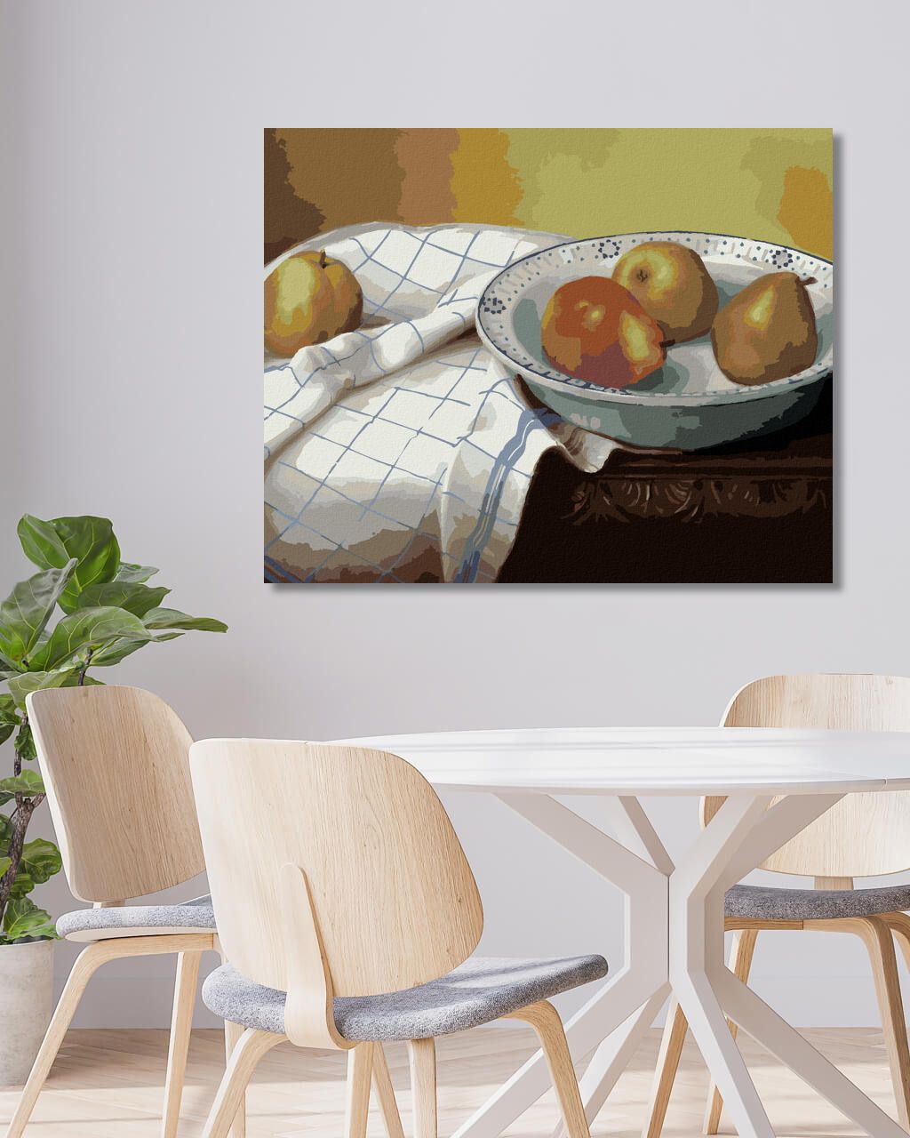 zuty Malování podle čísel - ZÁTIŠÍ HRUŠKY V MISCE A BÍLÁ UTĚRKA (PIETER WAGEMANS) - Rozměr: 40x50 cm, Rámování: Varianta: vypnuté plátno na rám - obrázek 5