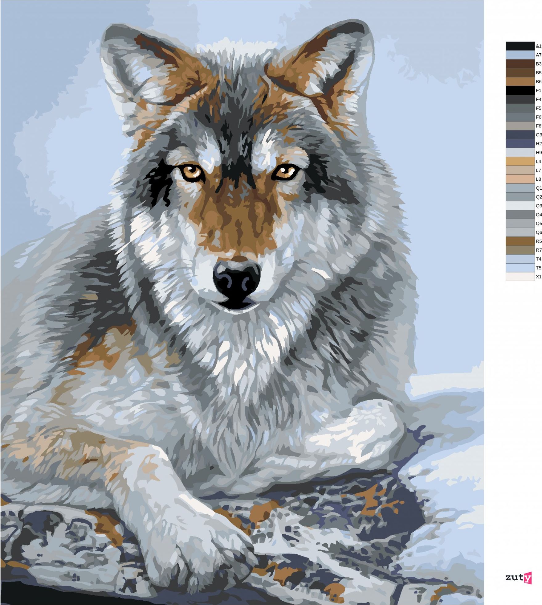 zuty Malování podle čísel - LEŽÍCÍ VLK (AL AGNEW) - Rozměr: 40x50 cm, Rámování: Varianta: bez rámu a bez vypnutí plátna - obrázek 4