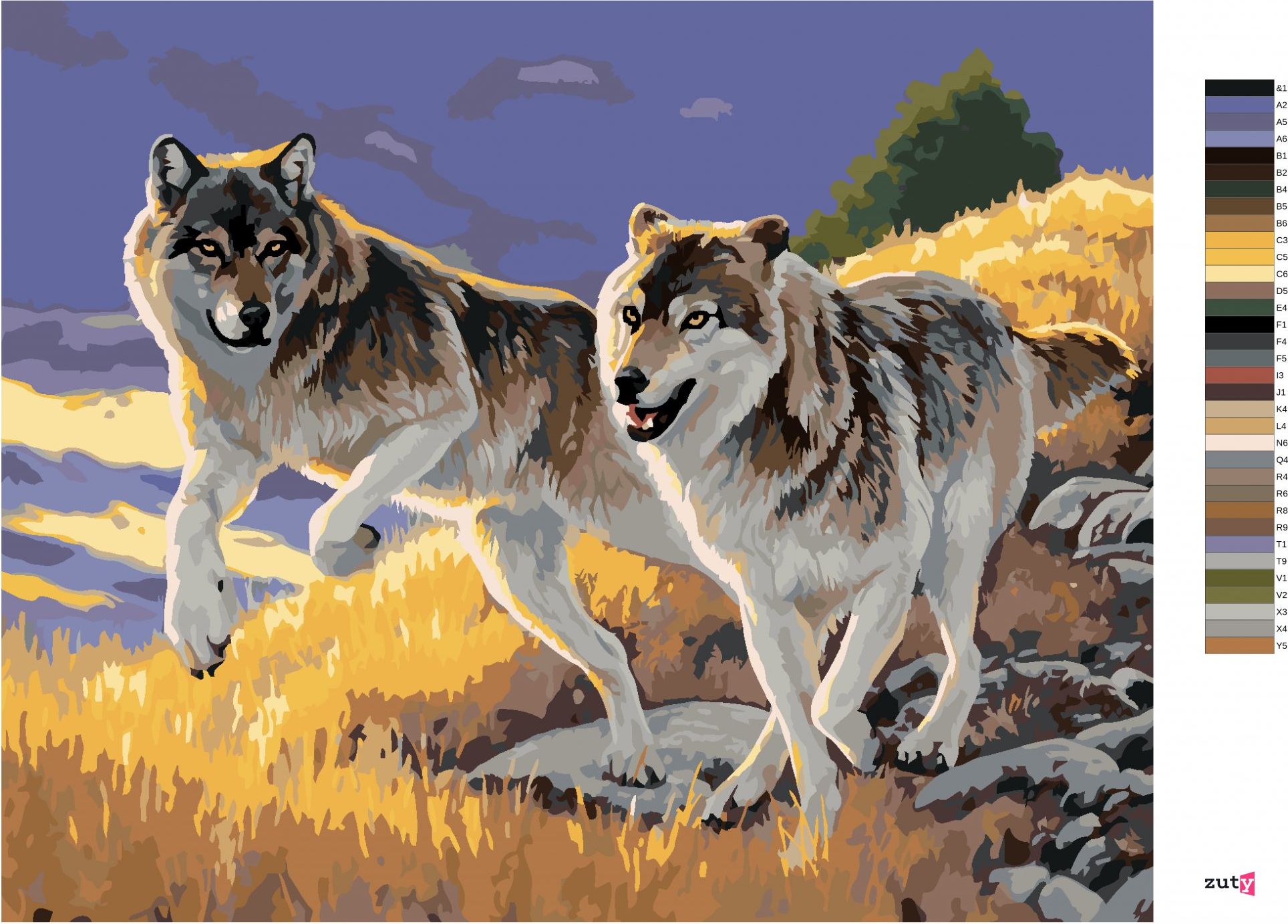 zuty Malování podle čísel - BĚŽÍCÍ VLK (AL AGNEW) - Rozměr: 40x50 cm, Rámování: Varianta: bez rámu a bez vypnutí plátna - obrázek 10