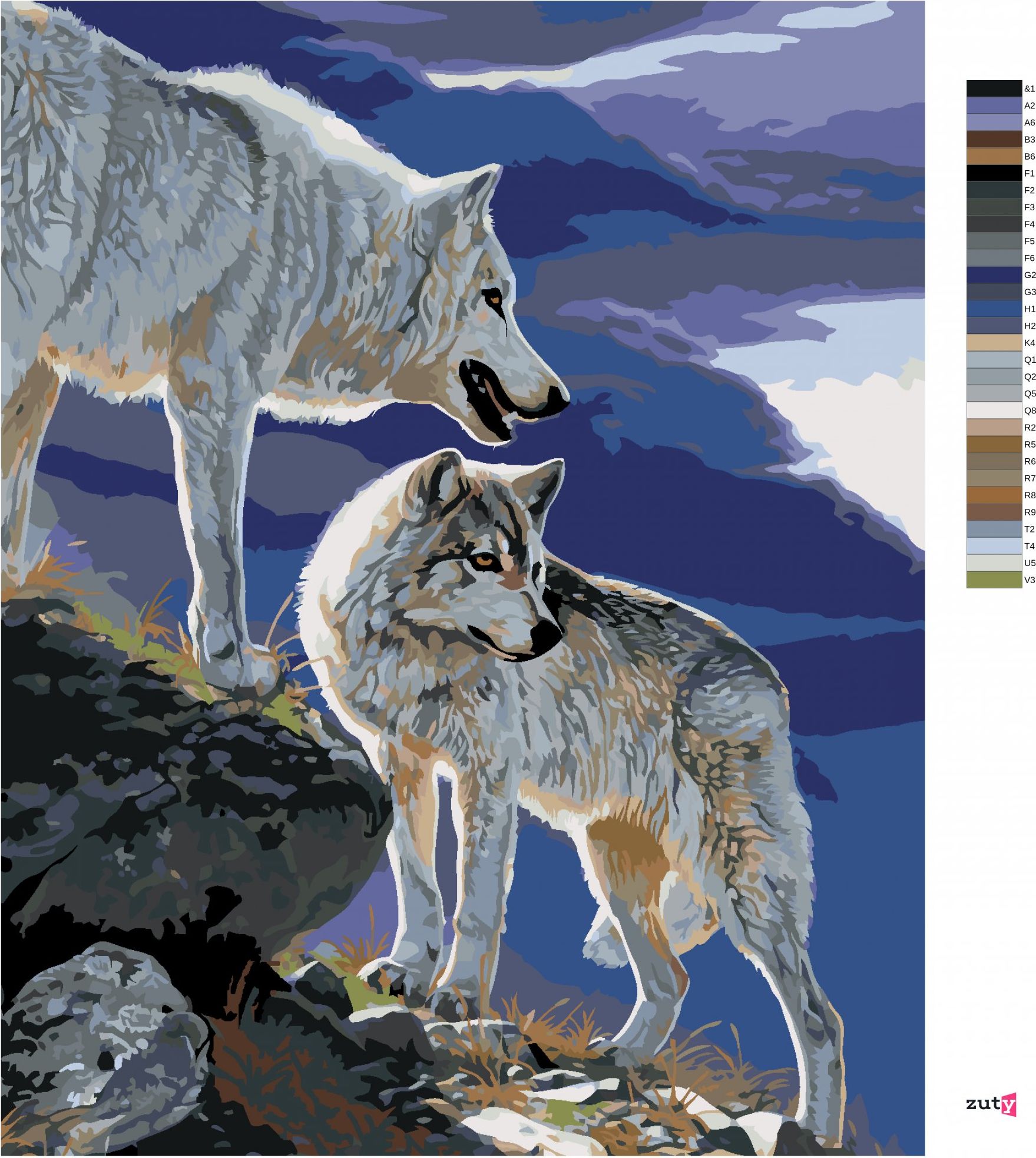 zuty Malování podle čísel - VLK V TUNDŘE (AL AGNEW) - Rozměr: 40x50 cm, Rámování: Varianta: bez rámu a bez vypnutí plátna - obrázek 8