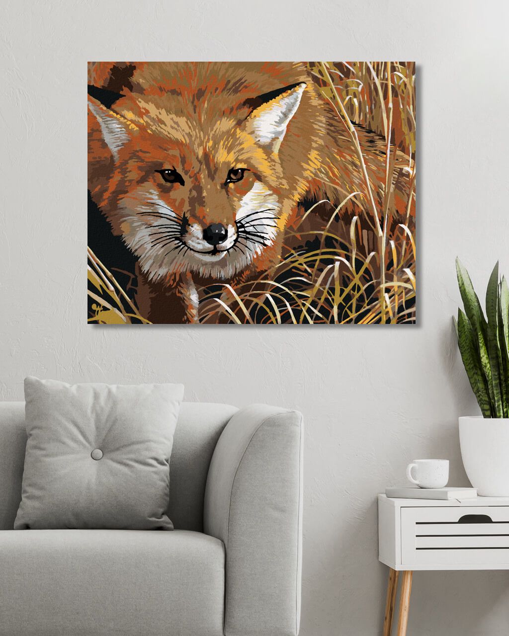 zuty Malování podle čísel - LIŠKA LEŽÍCÍ V TRÁVĚ (AL AGNEW) - Rozměr: 40x50 cm, Rámování: Varianta: vypnuté plátno na rám - obrázek 2
