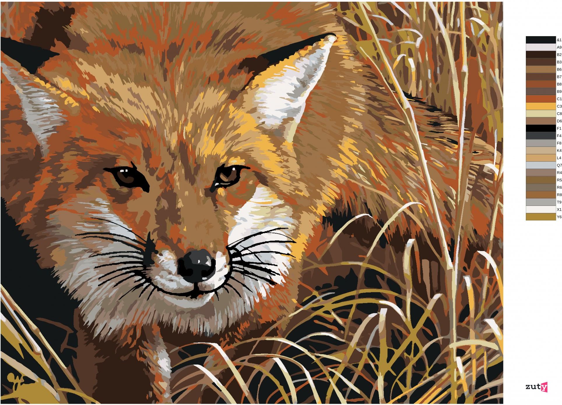 zuty Malování podle čísel - LIŠKA LEŽÍCÍ V TRÁVĚ (AL AGNEW) - Rozměr: 40x50 cm, Rámování: Varianta: vypnuté plátno na rám - obrázek 5