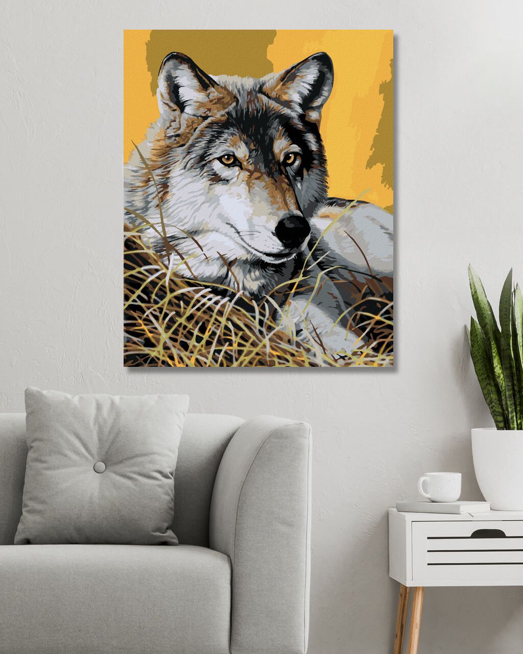 zuty Malování podle čísel - LEŽÍCÍ VLK V TRÁVĚ (AL AGNEW) - Rozměr: 40x50 cm, Rámování: Varianta: vypnuté plátno na rám - obrázek 4