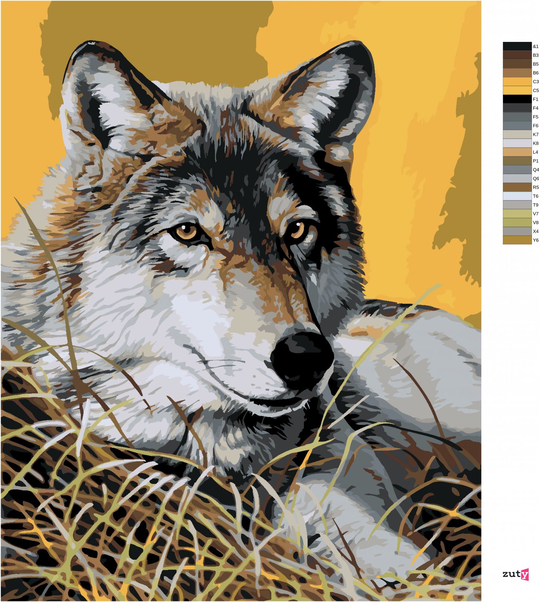 zuty Malování podle čísel - LEŽÍCÍ VLK V TRÁVĚ (AL AGNEW) - Rozměr: 40x50 cm, Rámování: Varianta: vypnuté plátno na rám - obrázek 10