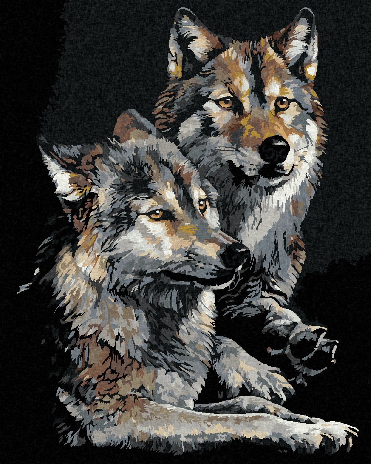 zuty Malování podle čísel - LEŽÍCÍ VLCI (AL AGNEW) - Rozměr: 40x50 cm, Rámování: Varianta: bez rámu a bez vypnutí plátna - obrázek 1