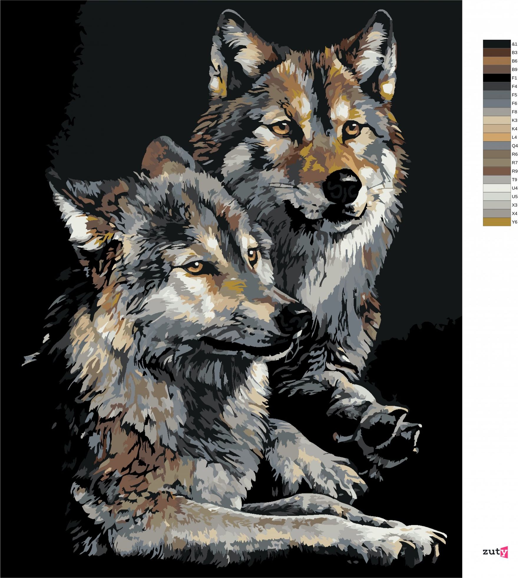 zuty Malování podle čísel - LEŽÍCÍ VLCI (AL AGNEW) - Rozměr: 40x50 cm, Rámování: Varianta: bez rámu a bez vypnutí plátna - obrázek 4