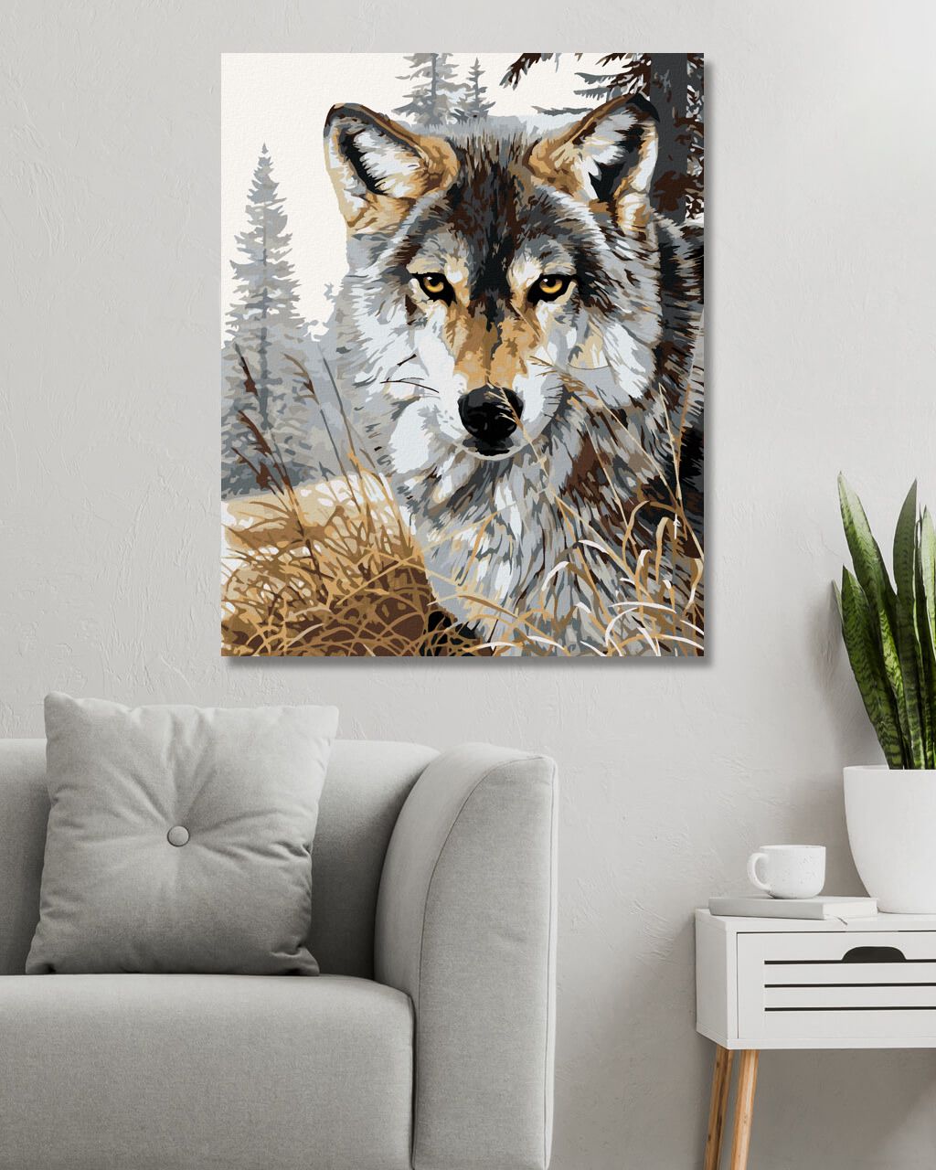 zuty Malování podle čísel - VLK V LESE (AL AGNEW) - Rozměr: 40x50 cm, Rámování: Varianta: vypnuté plátno na rám - obrázek 8