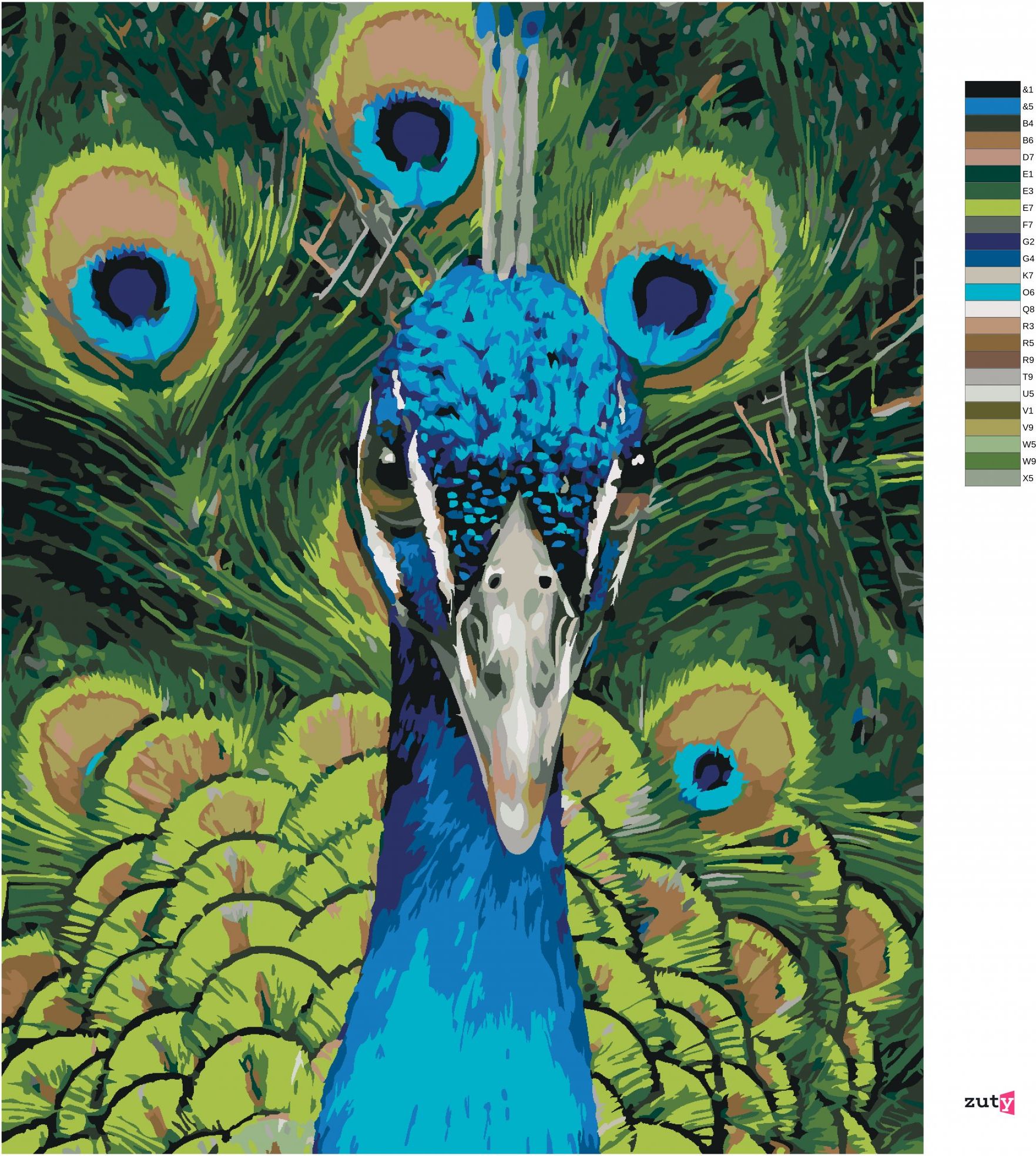 zuty Malování podle čísel - PÁV PORTRÉT (CAROL CAVALARIS) - Rozměr: 40x50 cm, Rámování: Varianta: vypnuté plátno na rám - obrázek 2