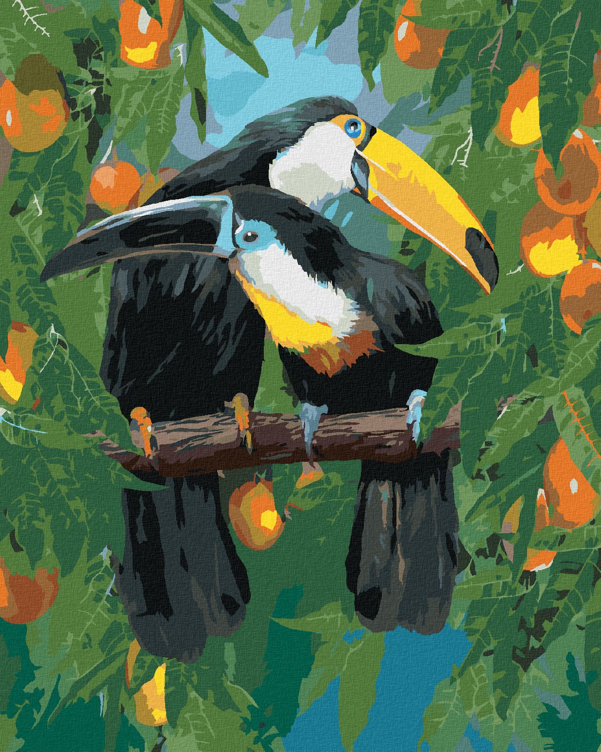 zuty Malování podle čísel - TUKAN NA VĚTVI A PLODY (CAROL CAVALARIS) - Rozměr: 40x50 cm, Rámování: Varianta: vypnuté plátno na rám - obrázek 1