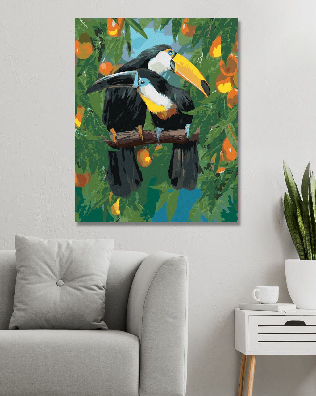zuty Malování podle čísel - TUKAN NA VĚTVI A PLODY (CAROL CAVALARIS) - Rozměr: 40x50 cm, Rámování: Varianta: vypnuté plátno na rám - obrázek 2