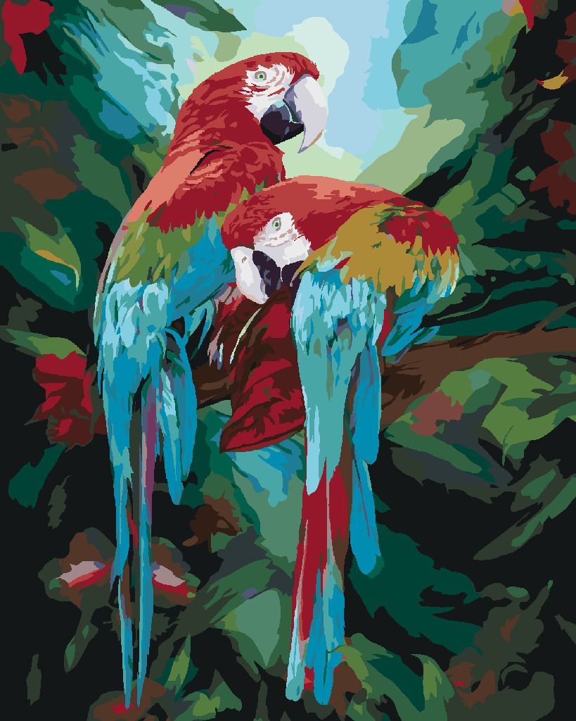 zuty Malování podle čísel - PAPOUŠEK ARA ZELENOKŘÍDLÝ V PRALESE (CAROL CAVALARIS) - Rozměr: 40x50 cm, Rámování: Varianta: vypnuté plátno na rám - obrázek 5