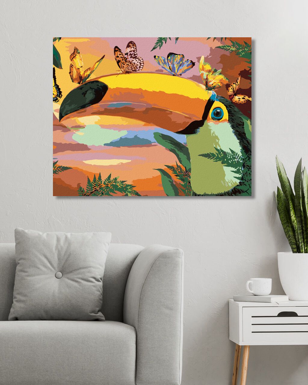 zuty Malování podle čísel - TUKAN A MOTÝLI (CAROL CAVALARIS) - Rozměr: 40x50 cm, Rámování: Varianta: vypnuté plátno na rám - obrázek 10