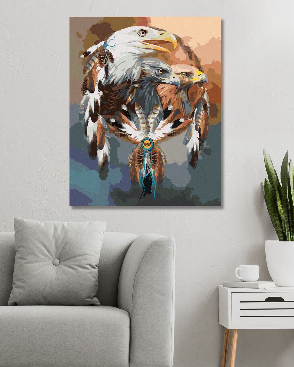 zuty Malování podle čísel - OREL A LAPAČ SNŮ (CAROL CAVALARIS) - Rozměr: 40x50 cm, Rámování: Varianta: bez rámu a bez vypnutí plátna - obrázek 4