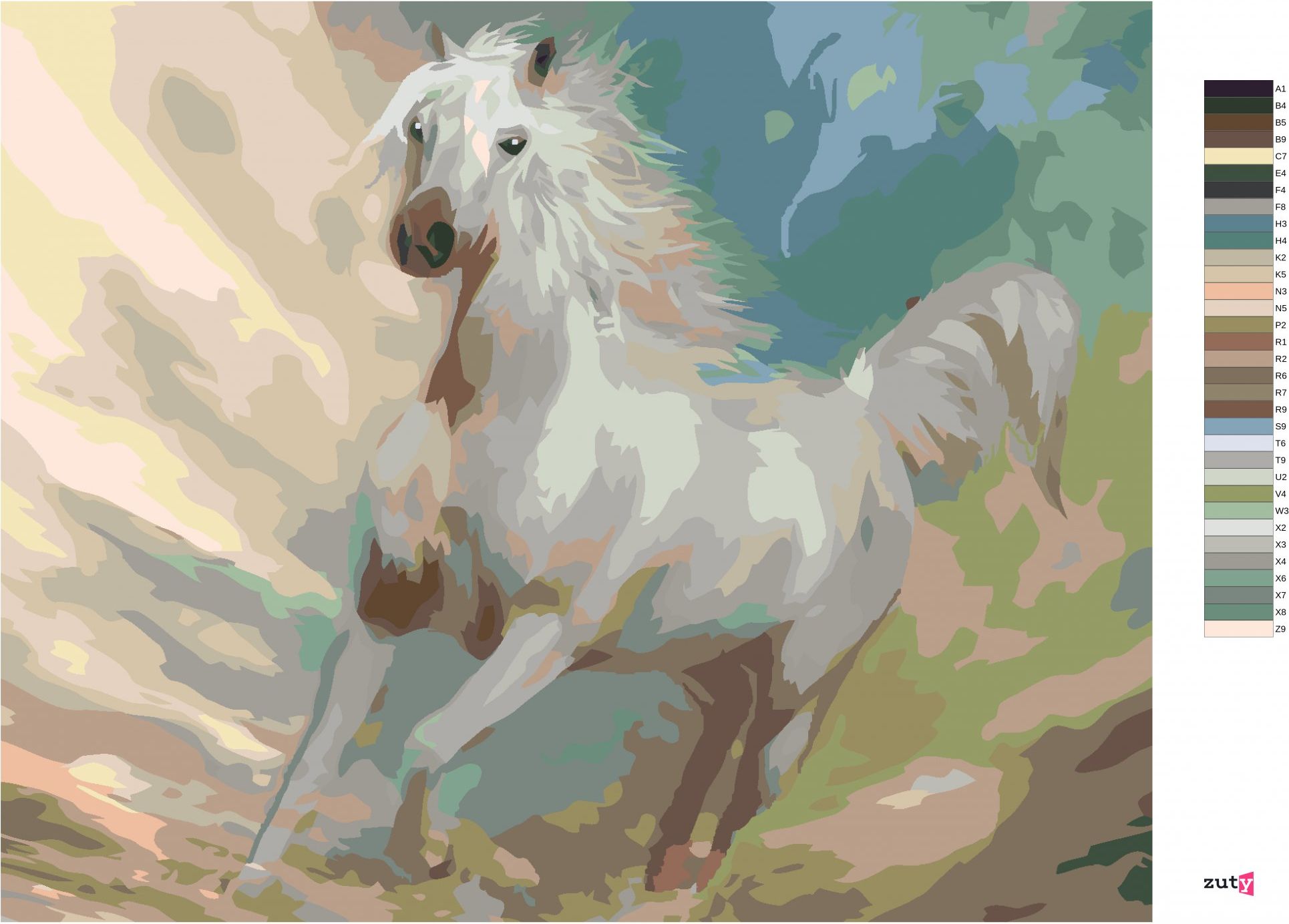zuty Malování podle čísel - BÍLÝ KŮŇ (CAROL CAVALARIS) - Rozměr: 40x50 cm, Rámování: Varianta: vypnuté plátno na rám - obrázek 4