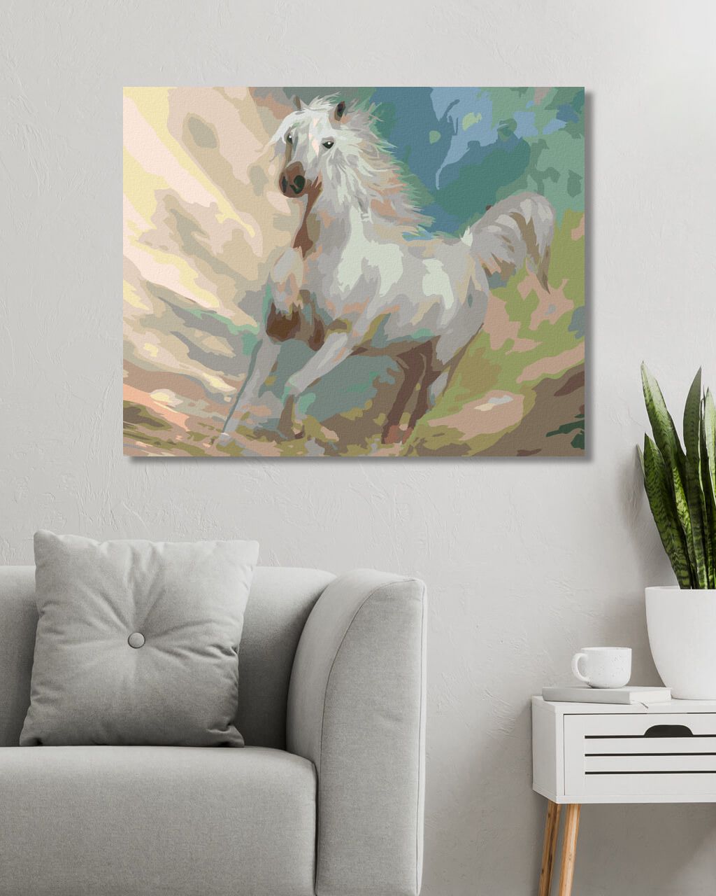 zuty Malování podle čísel - BÍLÝ KŮŇ (CAROL CAVALARIS) - Rozměr: 40x50 cm, Rámování: Varianta: vypnuté plátno na rám - obrázek 7