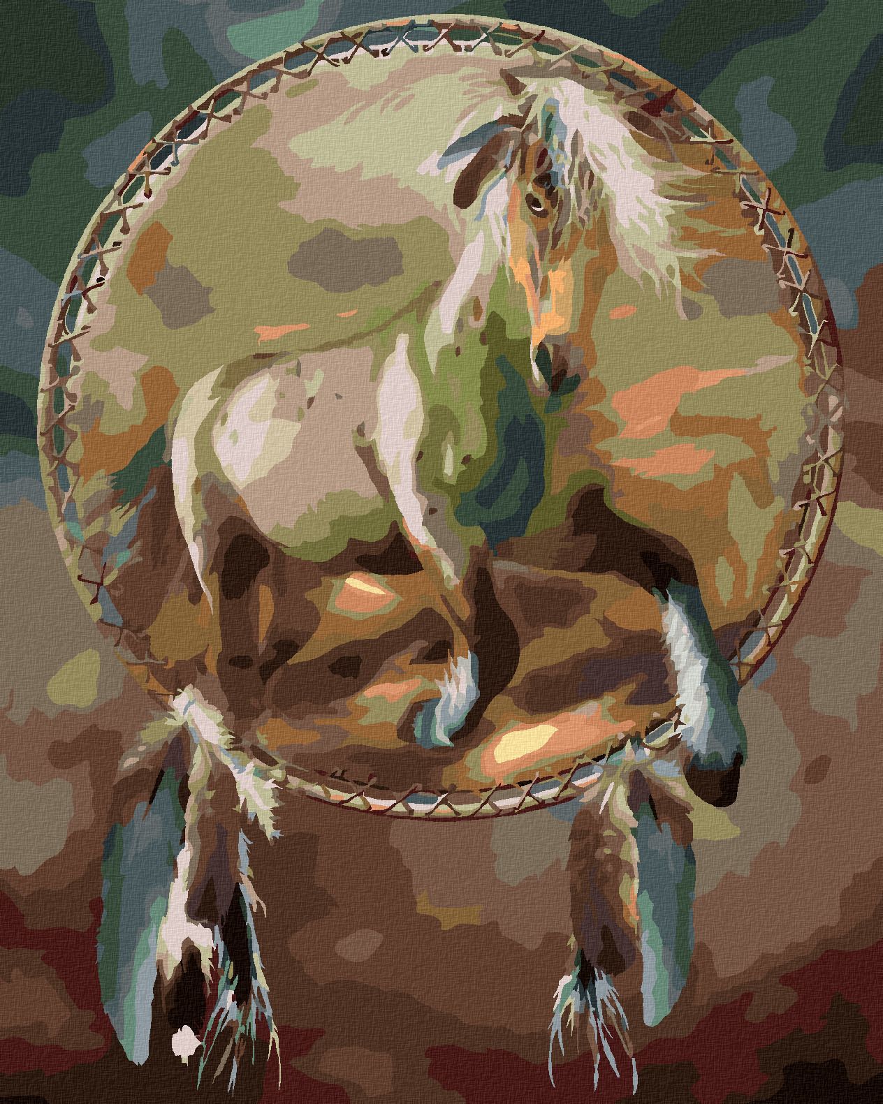zuty Malování podle čísel - KŮŇ A LAPAČ SNŮ (CAROL CAVALARIS) - Rozměr: 40x50 cm, Rámování: Varianta: vypnuté plátno na rám - obrázek 1