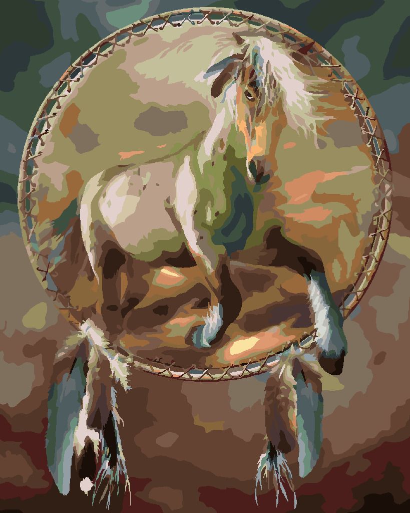 zuty Malování podle čísel - KŮŇ A LAPAČ SNŮ (CAROL CAVALARIS) - Rozměr: 40x50 cm, Rámování: Varianta: vypnuté plátno na rám - obrázek 5