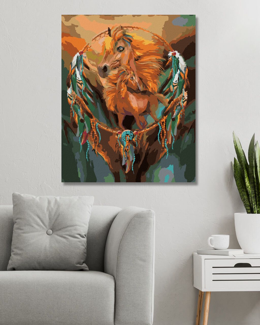 zuty Malování podle čísel - KŮŇ A LAPAČ SNŮ II (CAROL CAVALARIS) - Rozměr: 40x50 cm, Rámování: Varianta: bez rámu a bez vypnutí plátna - obrázek 7
