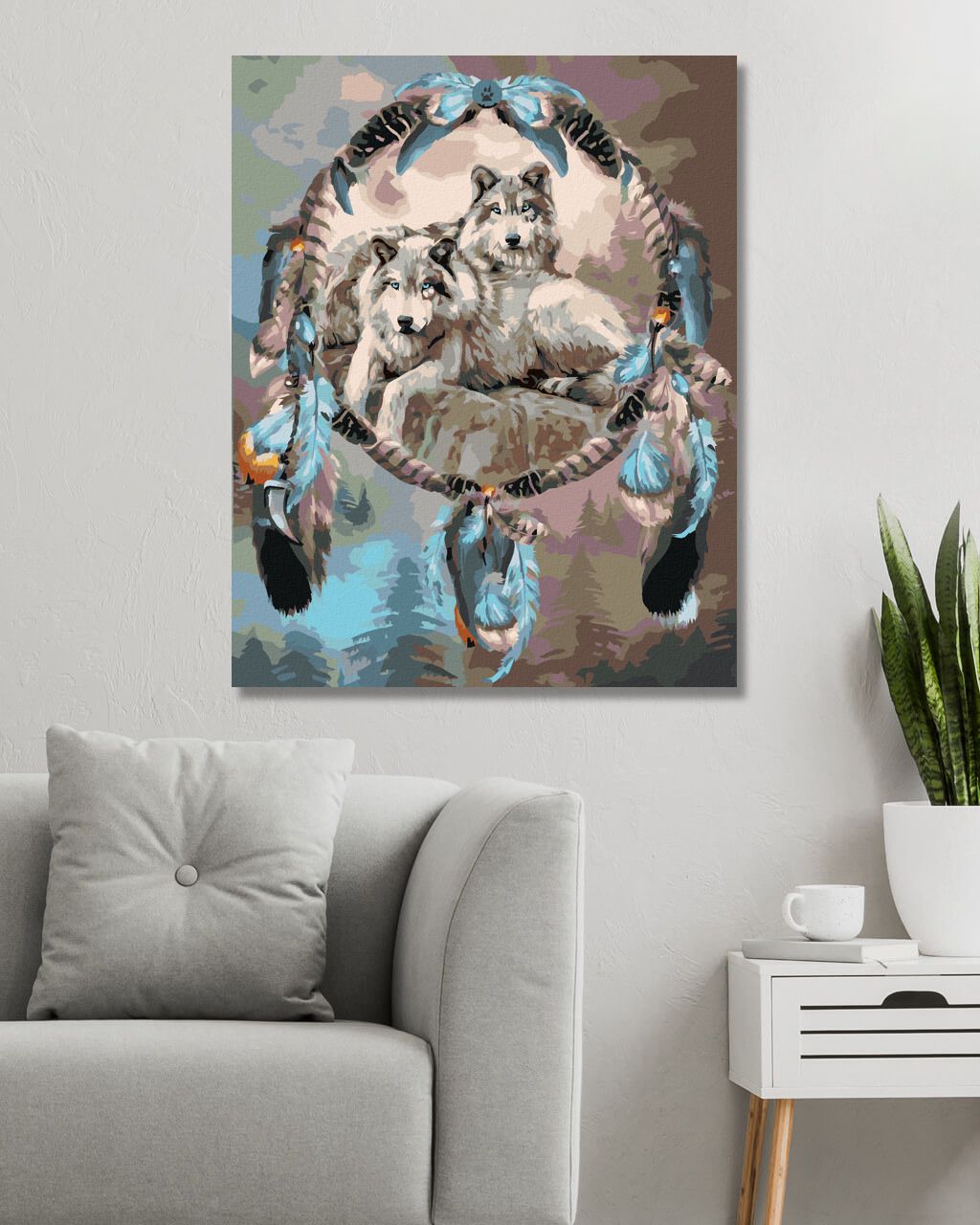 zuty Malování podle čísel – VLK A LAPAČ SNŮ III (CAROL CAVALARIS) - Rozměr: 40x50 cm, Rámování: Varianta: bez rámu a bez vypnutí plátna - obrázek 9