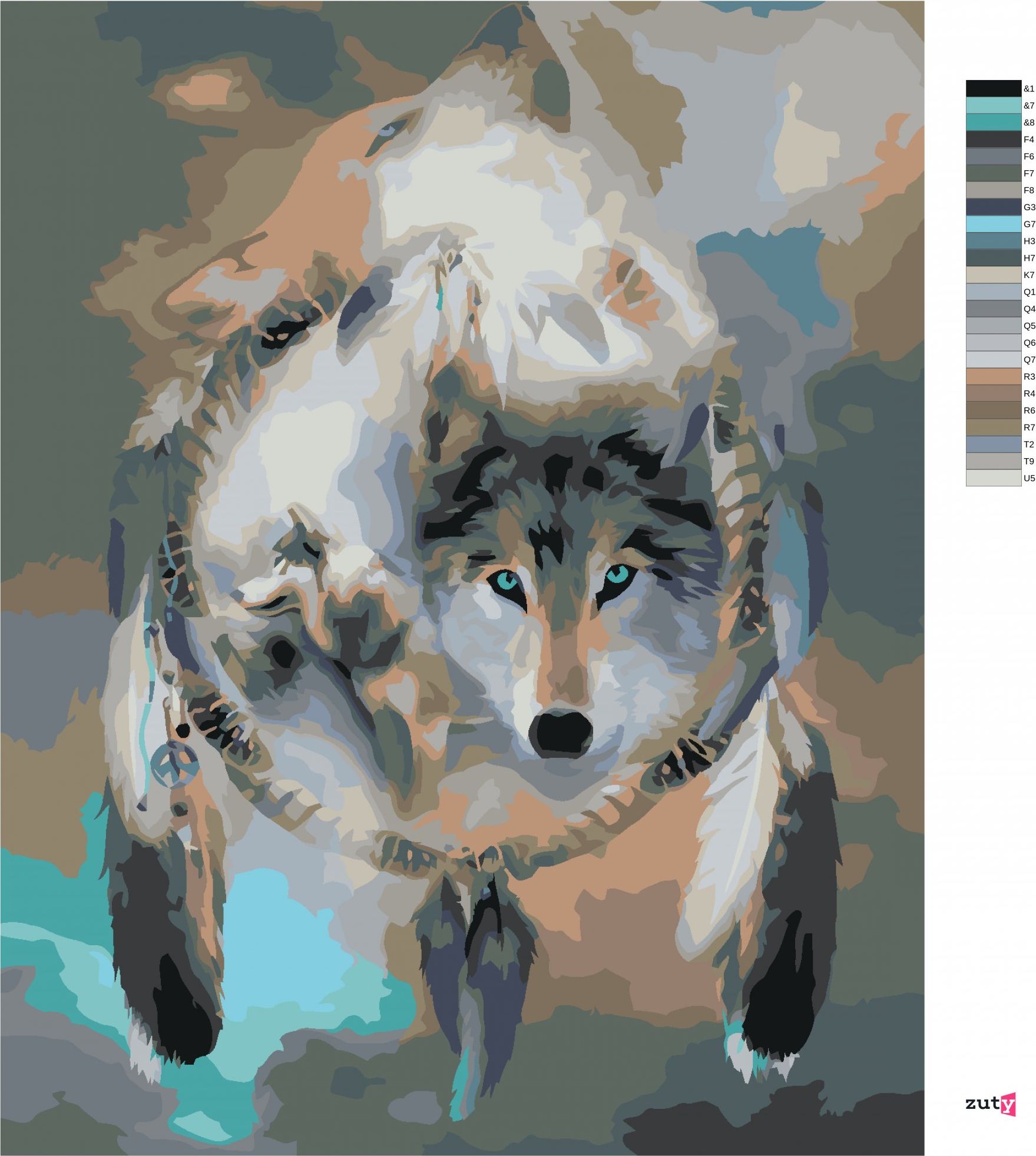 zuty Malování podle čísel – VLK A LAPAČ SNŮ (CAROL CAVALARIS) - Rozměr: 40x50 cm, Rámování: Varianta: vypnuté plátno na rám - obrázek 7