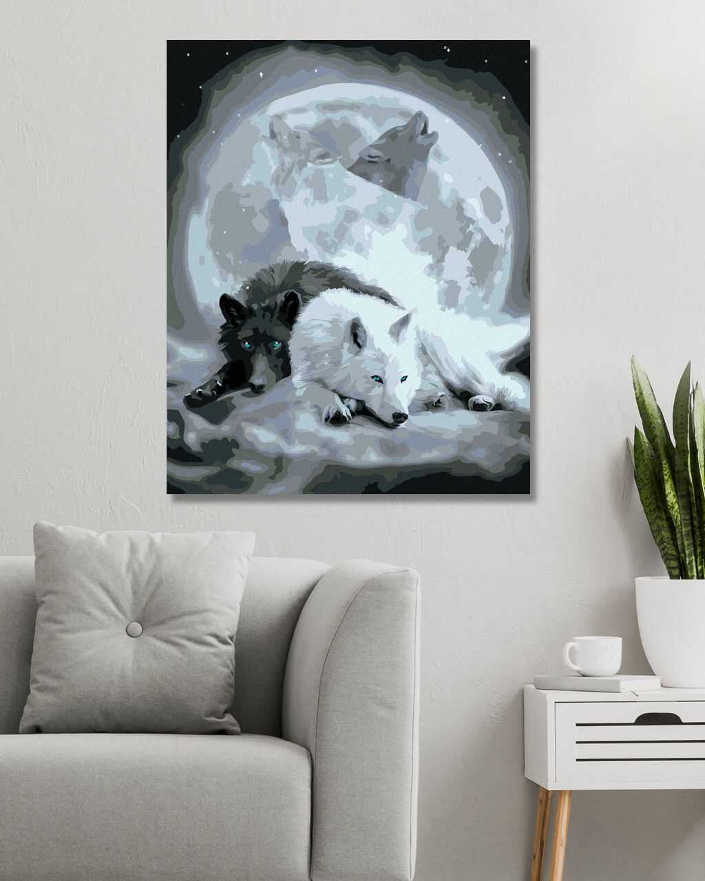 zuty Malování podle čísel – BÍLÝ A ČERNÝ VLK A ÚPLNĚK (CAROL CAVALARIS) - Rozměr: 40x50 cm, Rámování: Varianta: bez rámu a bez vypnutí plátna - obrázek 10