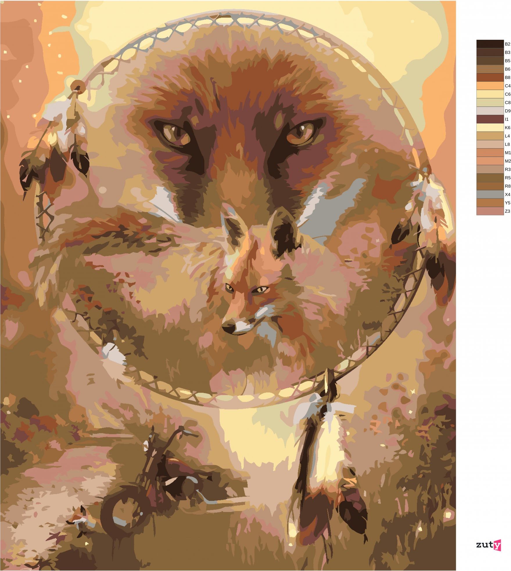 zuty Malování podle čísel – LIŠKA A LAPAČ SNŮ (CAROL CAVALARIS) - Rozměr: 40x50 cm, Rámování: Varianta: bez rámu a bez vypnutí plátna - obrázek 9