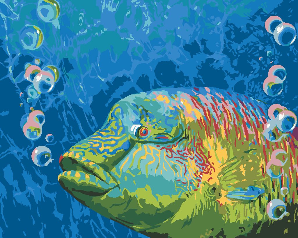 zuty Malování podle čísel - BAREVNÁ RYBA A BUBLINY (CAROL CAVALARIS) - Rozměr: 40x50 cm, Rámování: Varianta: bez rámu a bez vypnutí plátna - obrázek 10