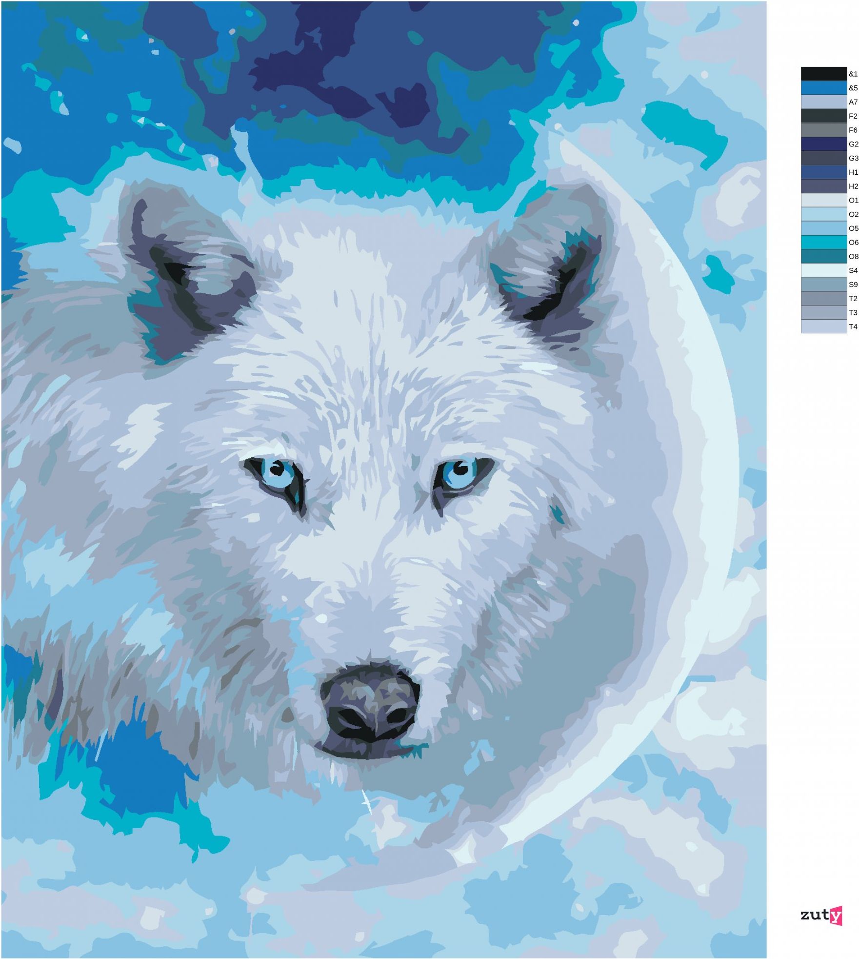 zuty Malování podle čísel – BÍLÝ VLK A ÚPLNĚK (CAROL CAVALARIS) - Rozměr: 40x50 cm, Rámování: Varianta: vypnuté plátno na rám - obrázek 2