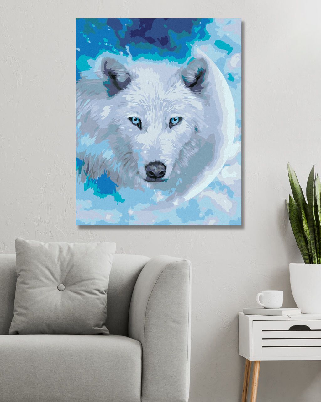 zuty Malování podle čísel – BÍLÝ VLK A ÚPLNĚK (CAROL CAVALARIS) - Rozměr: 40x50 cm, Rámování: Varianta: vypnuté plátno na rám - obrázek 7
